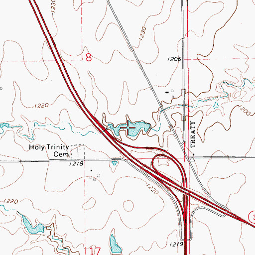 Topographic Map of Oknoname 6 Lake, OK