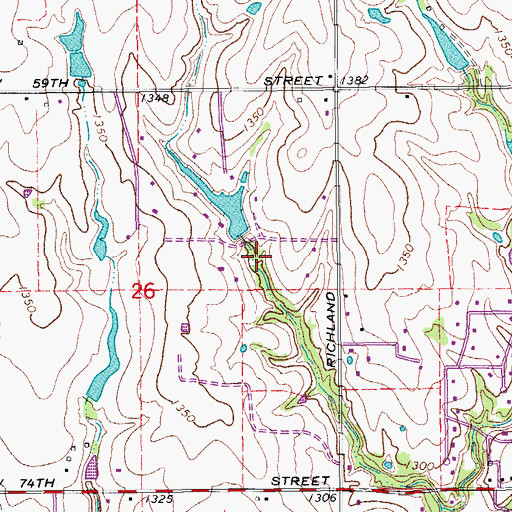 Topographic Map of Jacobs Acres Dam, OK