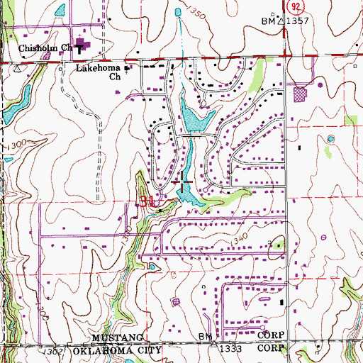 Topographic Map of Lakehoma Acres Lake, OK