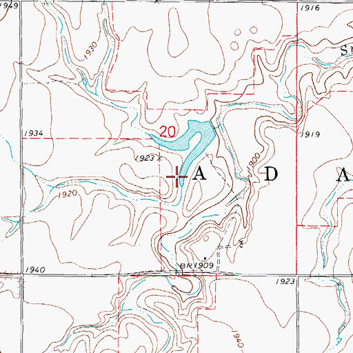 Topographic Map of Oknoname 05907 Reservoir, OK