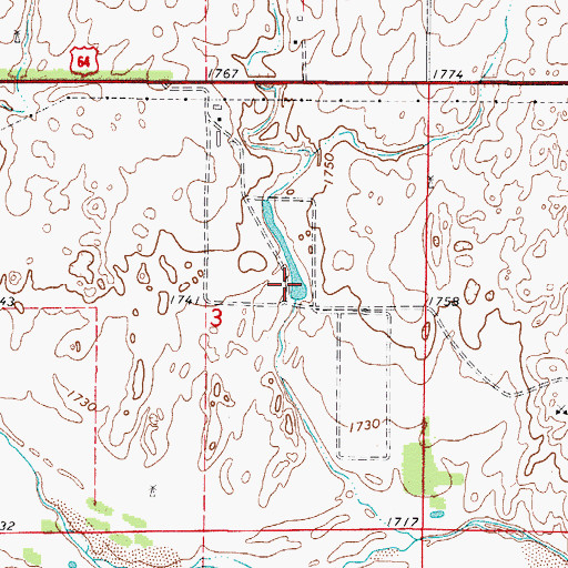 Topographic Map of Oknoname 05909 Reservoir, OK
