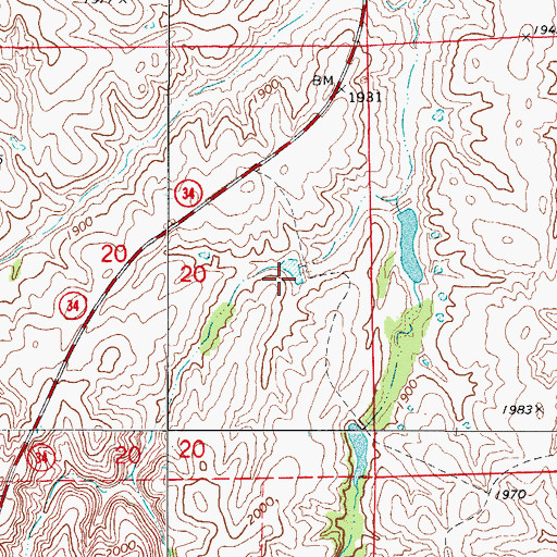 Topographic Map of Oknoname 05921 Dam, OK