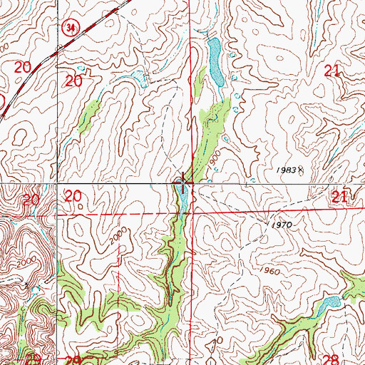 Topographic Map of Oknoname 05936 Dam, OK