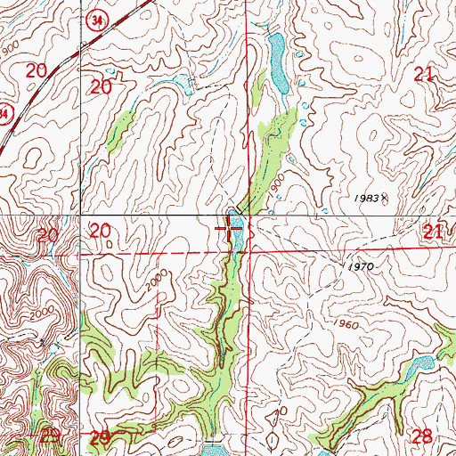 Topographic Map of Oknoname 05936 Reservoir, OK