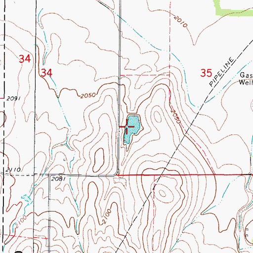 Topographic Map of Oknoname 05901 Reservoir, OK