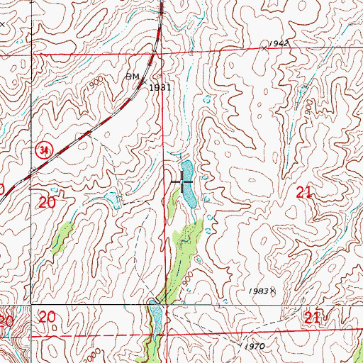 Topographic Map of Oknoname 05925 Reservoir, OK