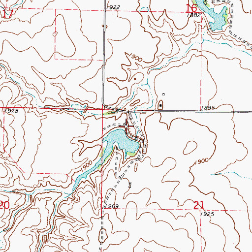 Topographic Map of Oknoname 05927 Dam, OK