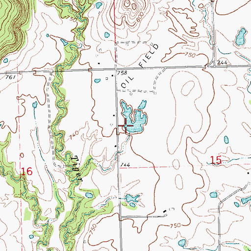 Topographic Map of Oknoname 111013 Dam, OK