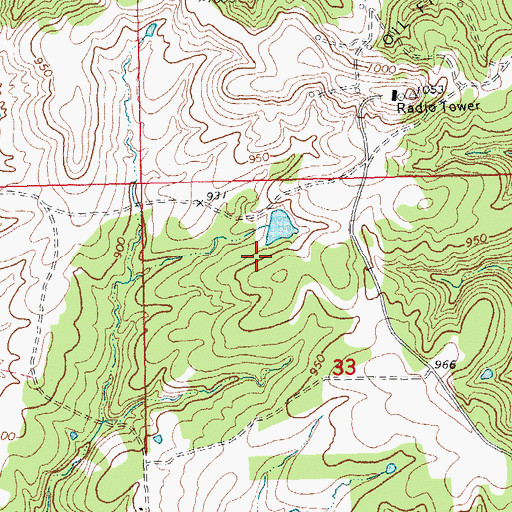 Topographic Map of Oknoname 111014 Dam, OK