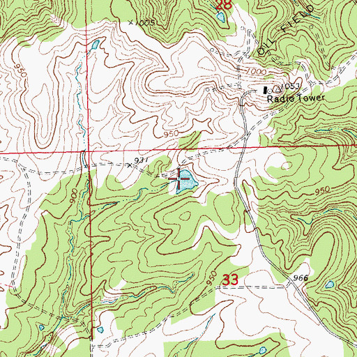 Topographic Map of Oknoname 111014 Reservoir, OK