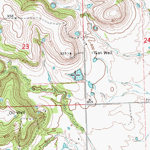 Topographic Map of Oknoname 111015 Reservoir, OK