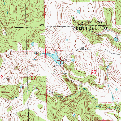 Topographic Map of Oknoname 111016 Dam, OK