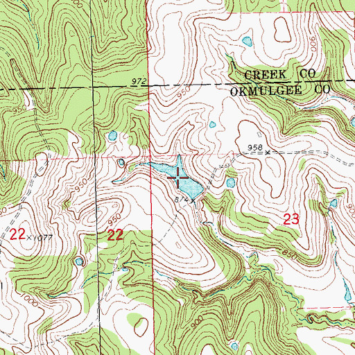 Topographic Map of Oknoname 111016 Reservoir, OK
