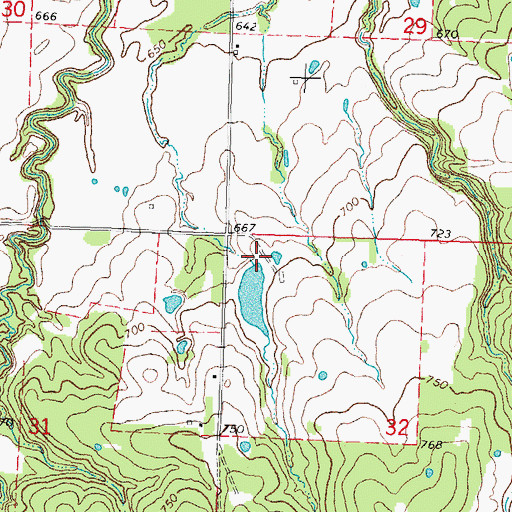 Topographic Map of Oknoname 111018 Dam, OK