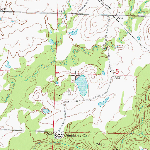 Topographic Map of Oknoname 111019 Dam, OK