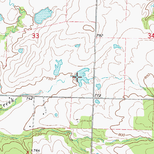 Topographic Map of Oknoname 1111020 Dam, OK