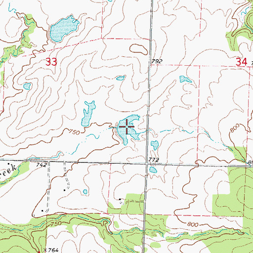 Topographic Map of Oknoname 111020 Reservoir, OK