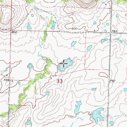 Topographic Map of Oknoname 111021 Reservoir, OK