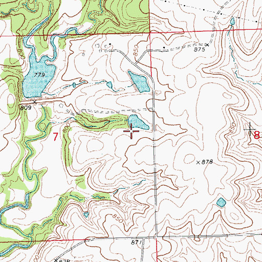 Topographic Map of Oknoname 111022 Dam, OK
