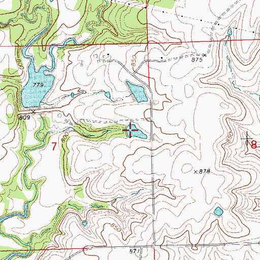 Topographic Map of Oknoname 111022 Reservoir, OK