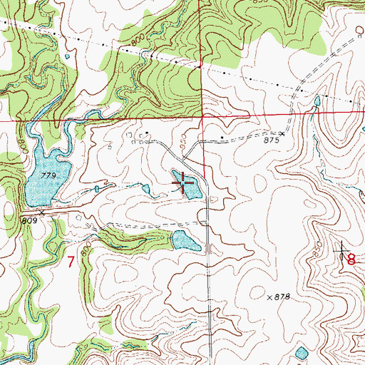 Topographic Map of Oknoname 111023 Reservoir, OK