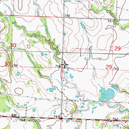 Topographic Map of Oknoname 111025 Reservoir, OK