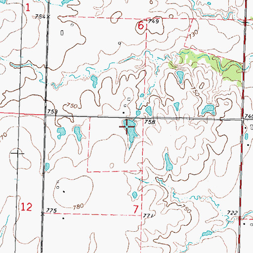 Topographic Map of Oknoname 111027 Reservoir, OK