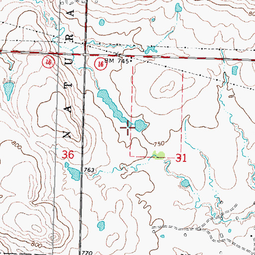 Topographic Map of Oknoname 111028 Reservoir, OK