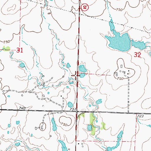 Topographic Map of Oknoname 111030 Dam, OK