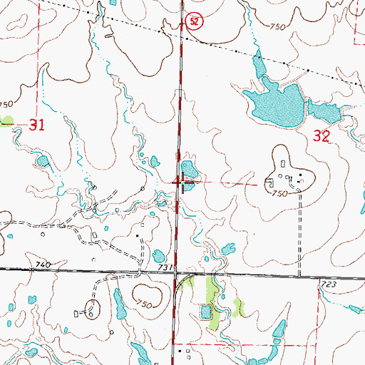 Topographic Map of Oknoname 111030 Reservoir, OK