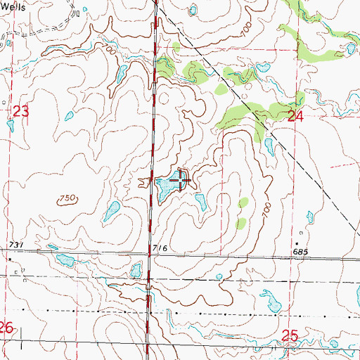 Topographic Map of Oknoname 111031 Dam, OK
