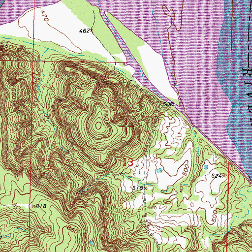 Topographic Map of Oknoname 111032 Dam, OK