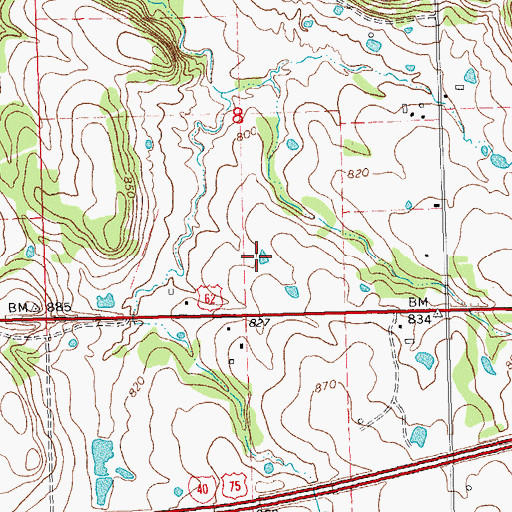 Topographic Map of Oknoname 111034 Dam, OK