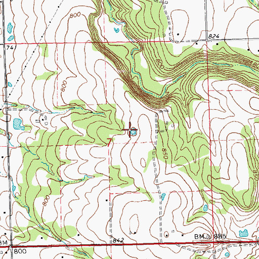 Topographic Map of Oknoname 111035 Reservoir, OK