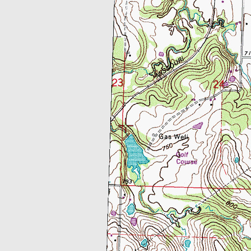 Topographic Map of Oknoname 111039 Dam, OK