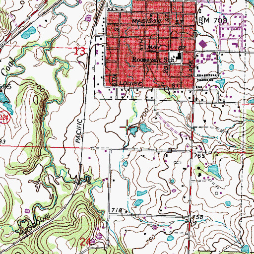 Topographic Map of Oknoname 111040 Dam, OK