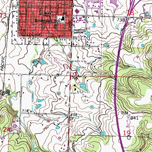 Topographic Map of Oknoname 111043 Dam, OK