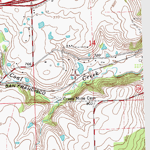 Topographic Map of Oknoname 111044 Dam, OK