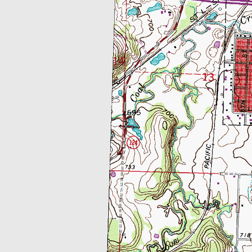 Topographic Map of Oknoname 111045 Dam, OK