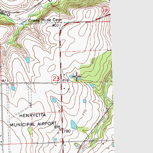 Topographic Map of Oknoname 111046 Reservoir, OK