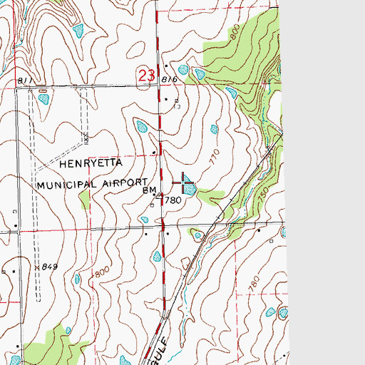 Topographic Map of Oknoname 111047 Reservoir, OK