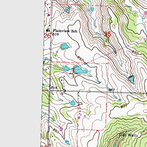 Topographic Map of Oknoname 111049 Dam, OK