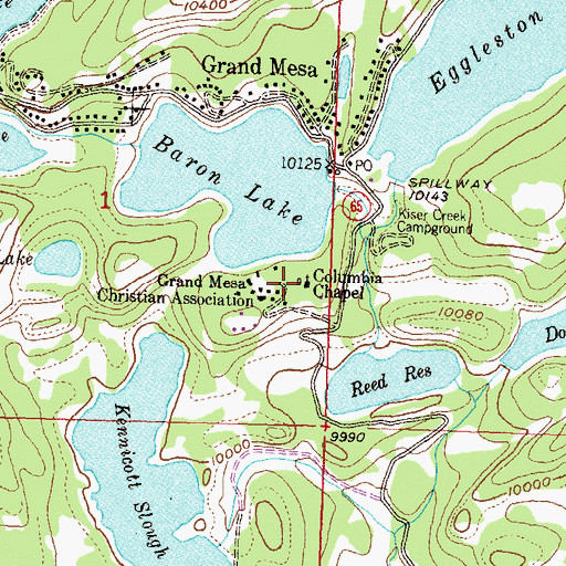 Topographic Map of Columbia Chapel, CO