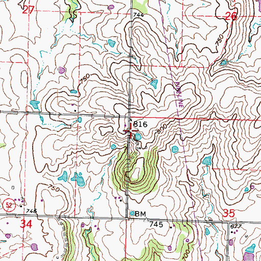 Topographic Map of Oknoname 11106d Dam, OK