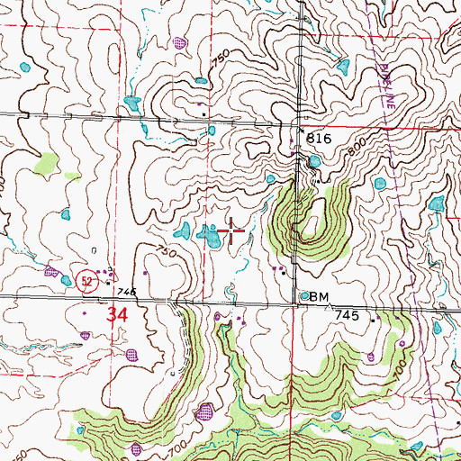 Topographic Map of Oknoname 111066 Dam, OK