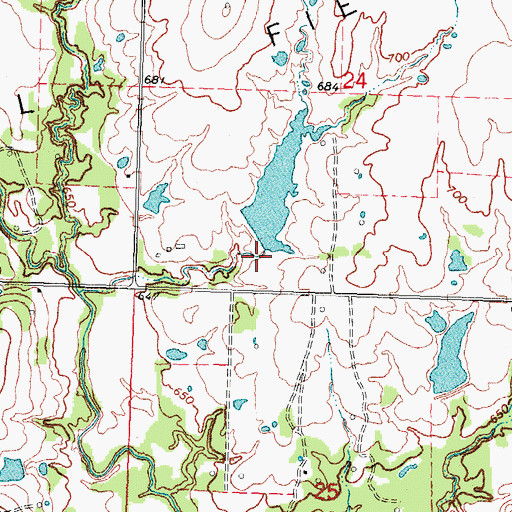 Topographic Map of Oknoname 111075 Dam, OK