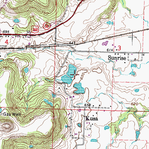Topographic Map of Oknoname 111077 Dam, OK