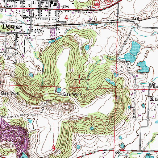 Topographic Map of Oknoname 111079 Reservoir, OK