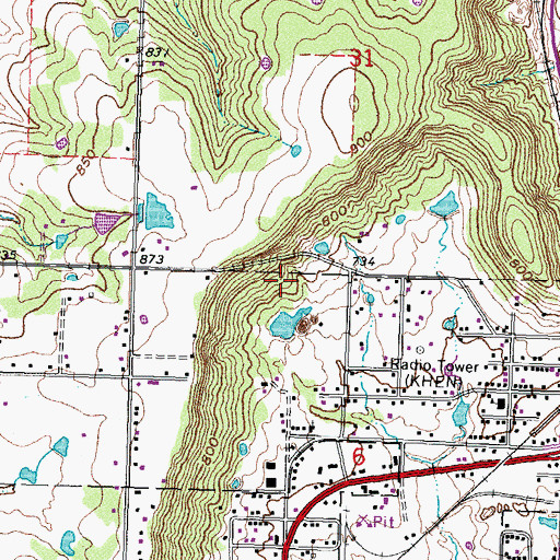Topographic Map of Oknoname 111080 Dam, OK