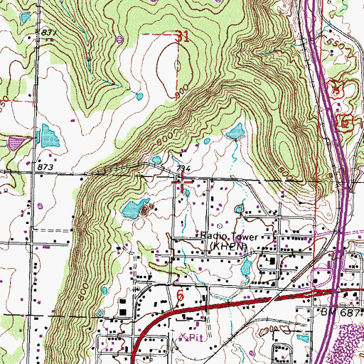 Topographic Map of Oknoname 111081 Dam, OK